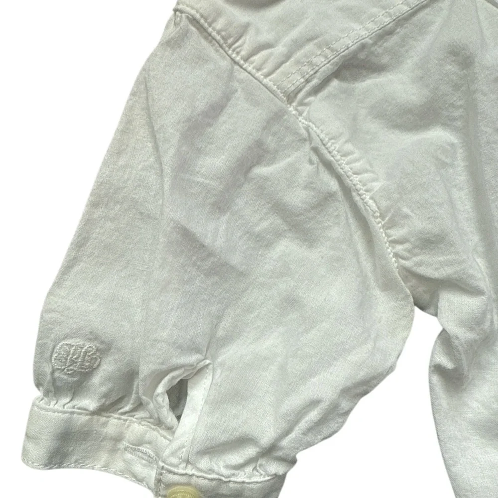 Ralph Lauren White Button Down Shirt with Ruffle Details